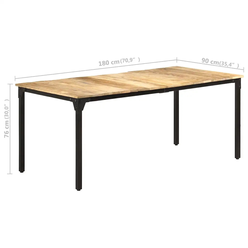 Tavolo da Pranzo 180x90x76 cm in Legno Massello di Mango Grezzo