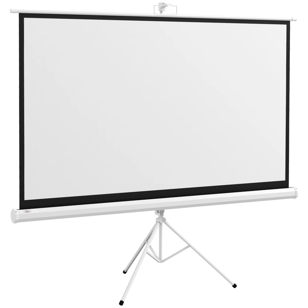 Telo Proiettore da 84 Pollici con Treppiede Regolabile, in Plastica e Metallo, 200x8x118 cm, Bianco