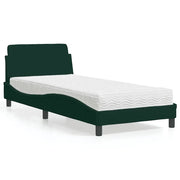 Letto con Materasso Dover Verde Scuro 90x190 cm in Velluto 3208314