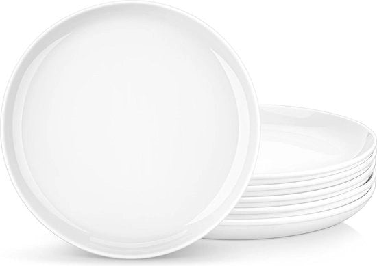 Set di piatti da tavola bianchi per 6 persone - 105 pollici - set di piatti da tavola in porcellana - antipasto pasta zuppa frutta - resistente a microonde e lavastoviglie set di piatti da tavola