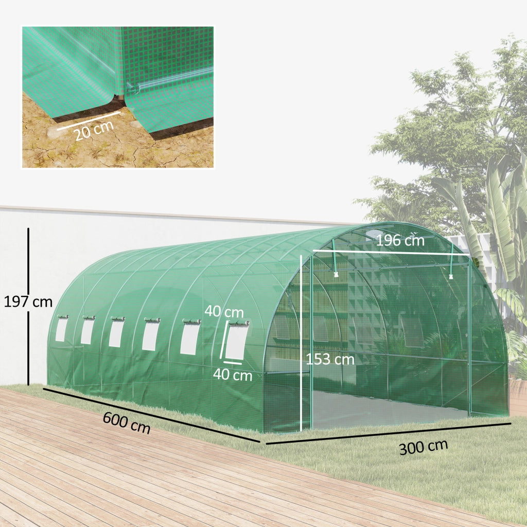 Tunnel Serra in Plastica con Telaio Acciaio e Porte a Rullo ¨C Zephmum ¨C Verde