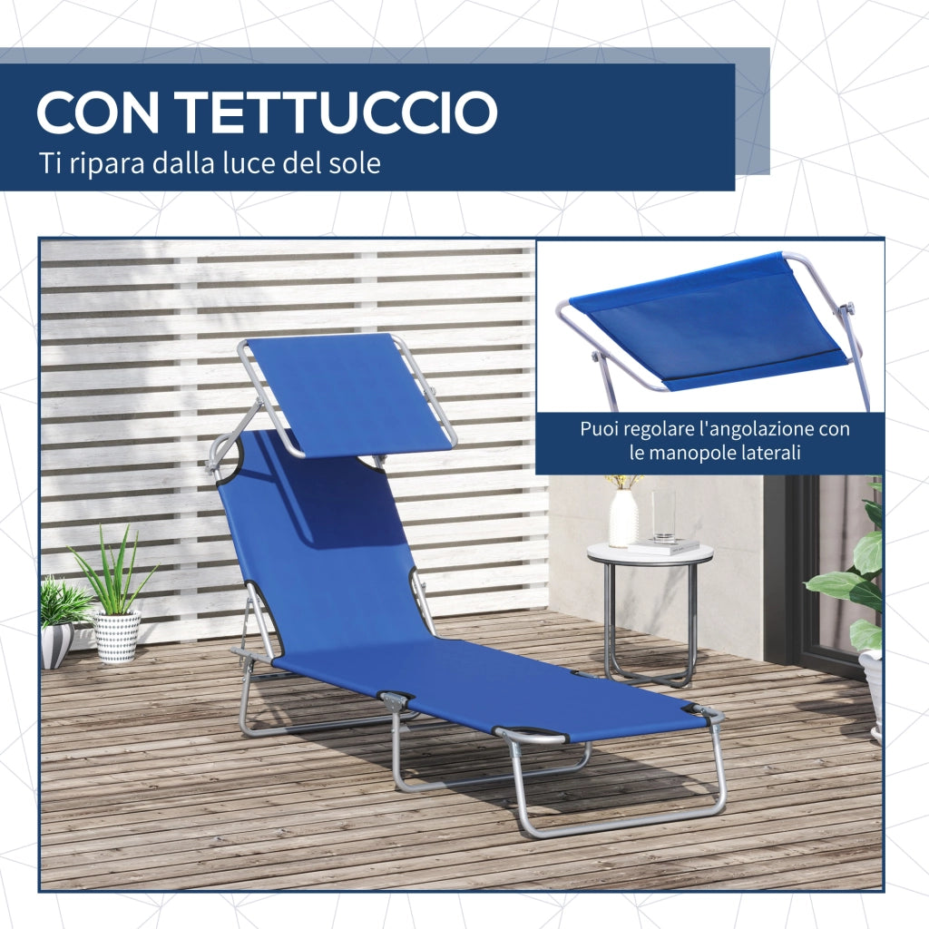 Sdraio Pieghevole da Giardino con Tettuccio ¨C Zephmum ¨C Blu