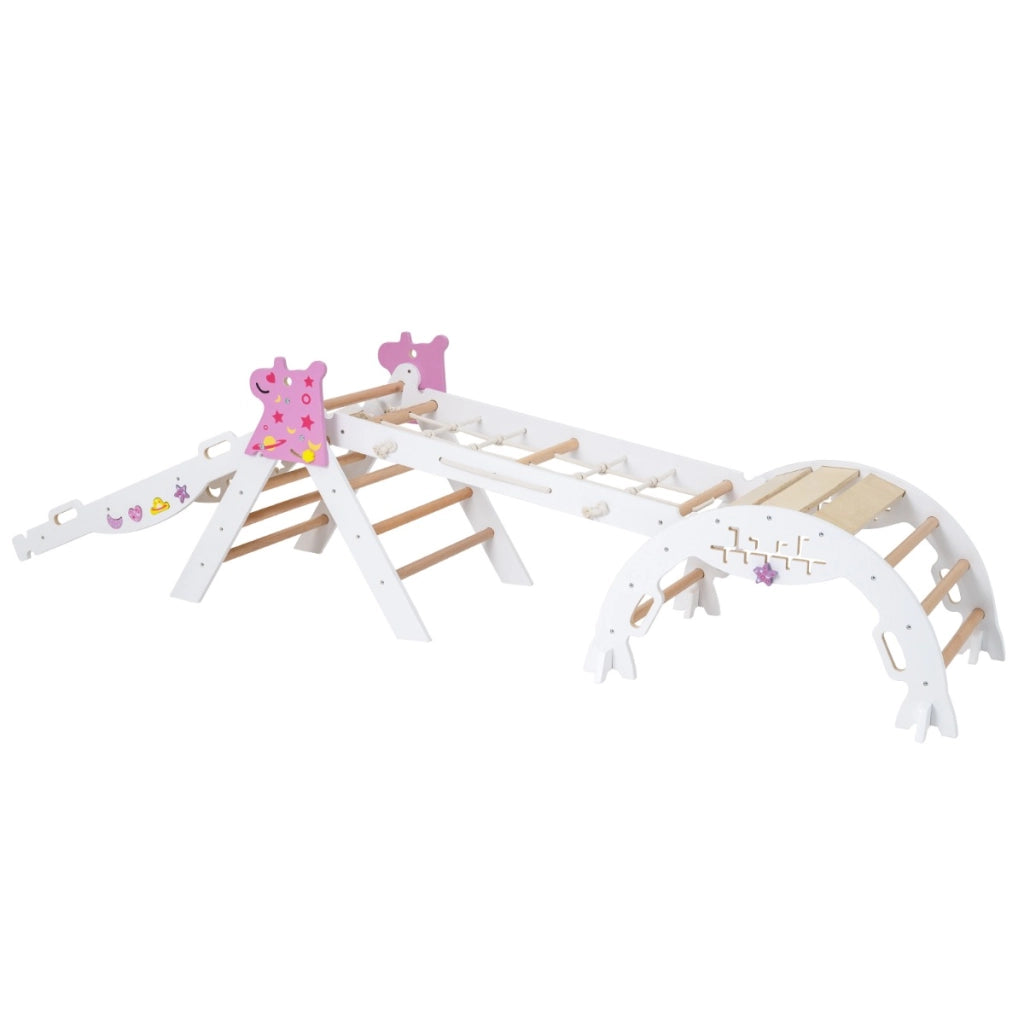 Set triangolo giocattoli pieghevoli per arrampicata beb¨¨, Triangolo arrampicatore per bambini con tunnel Bianco-Arrampicate e scivoli