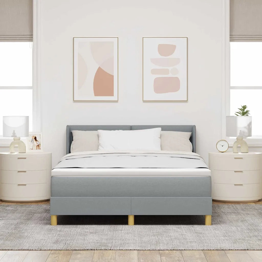 Letto a molle Grigio chiaro 190 x 140 cm Poliestere