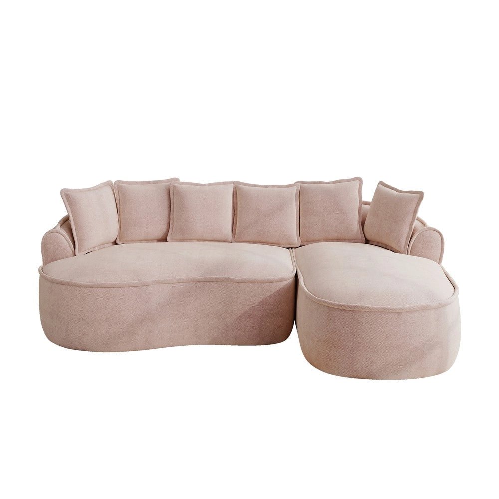 Divano Angolare Chaise Longue con Cuscini ¨C Xylo ¨C Chenille Rosa, Modulare
