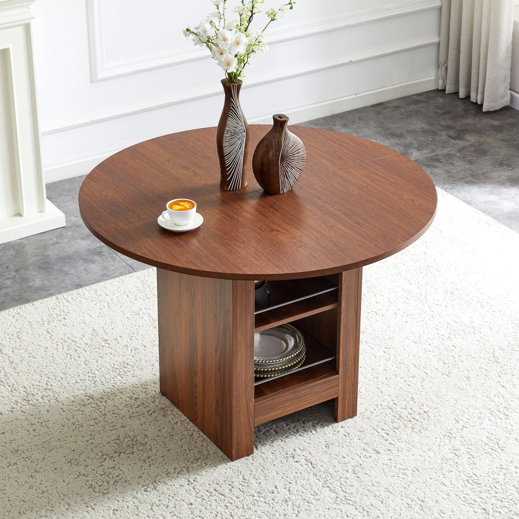 Tavolo da pranzo 100x100x76 cm con vani aperti in MDF noce