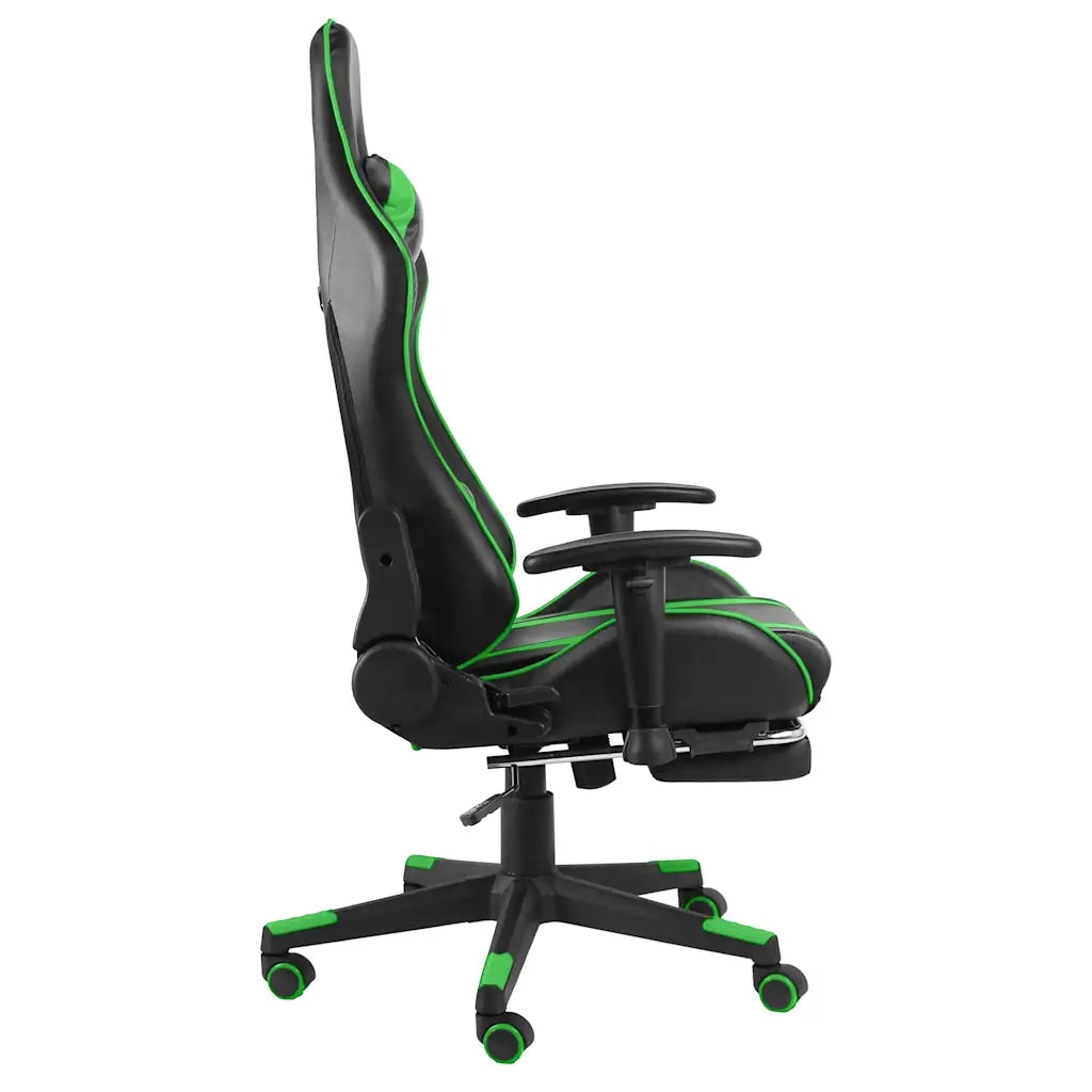 Sedia da Gaming | Sedia da e-sports Girevole con Poggiapiedi Verde in PVC