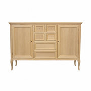 Madia credenza in legno 2 porte 6 cassetti legno grezzo l.140 p.43 h.90 - Mobili 2G