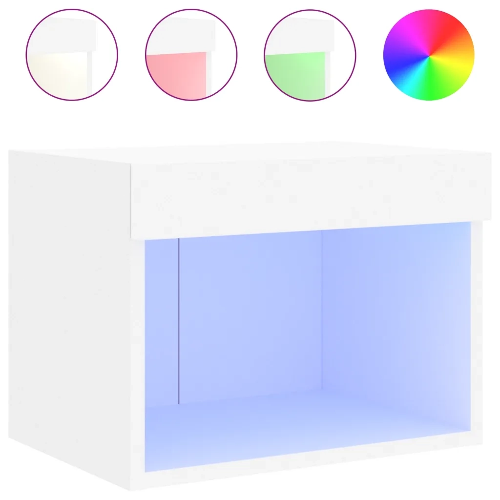 Comodini con Luci LED a Parete 2pz-Set di 2 Tavolino da notte Bianchi 478487