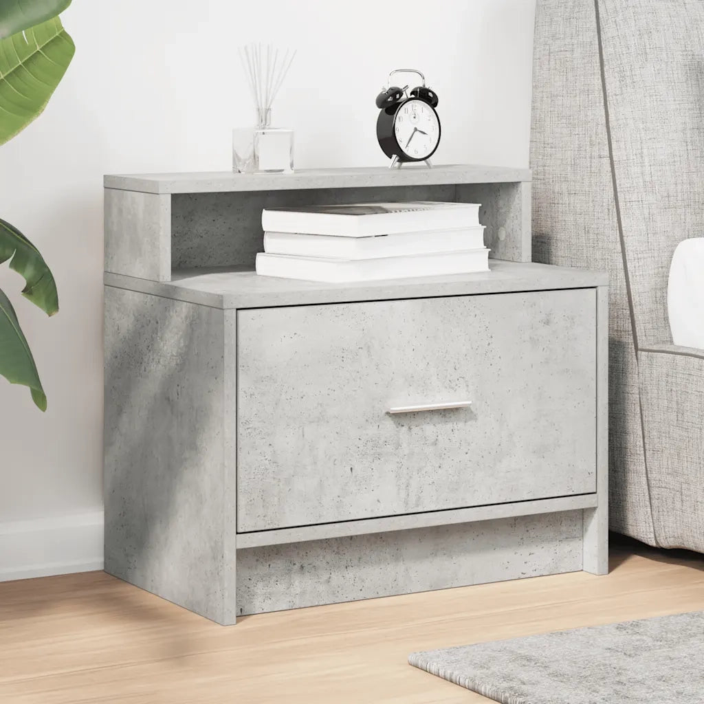 Comodino | Armadio da Notte | Mobiletto da notte con Cassetto Grigio Cemento 51x31x47 cm