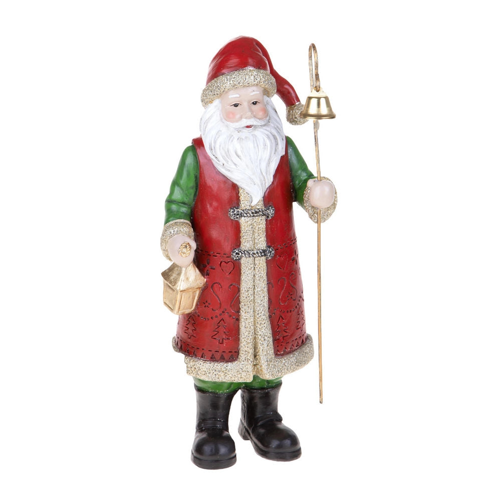 Babbo Natale con Campanella in Ceramica Decorazione Natalizia 34 cm