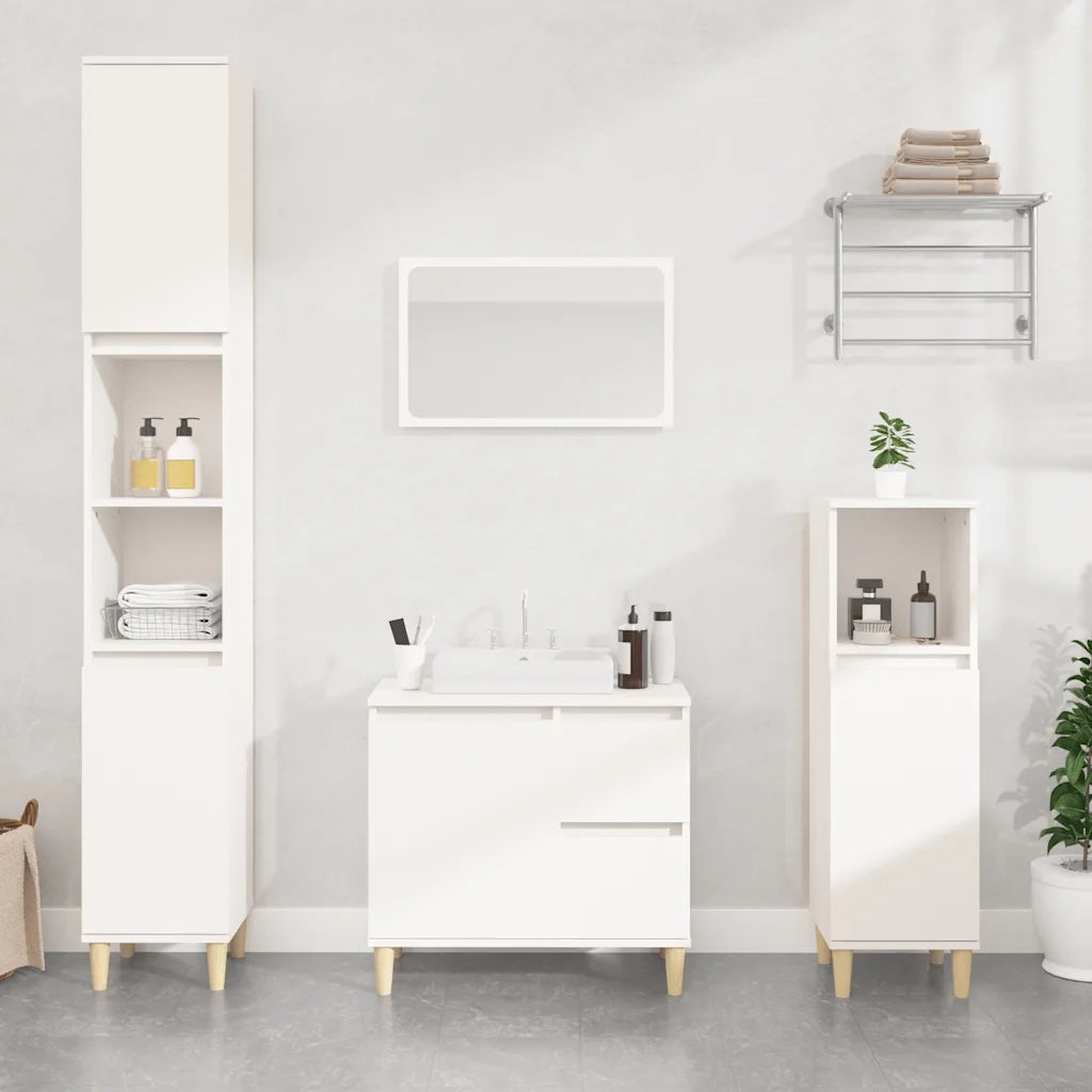 Armadietto da Bagno Bianco 65x33x60 cm in Legno Multistrato 819820