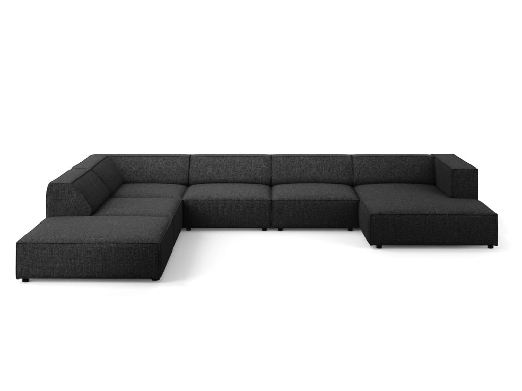 Cosmopolitan Design - Divano panoramico sinistro "Arendal" 7 posti in ciniglia nero 