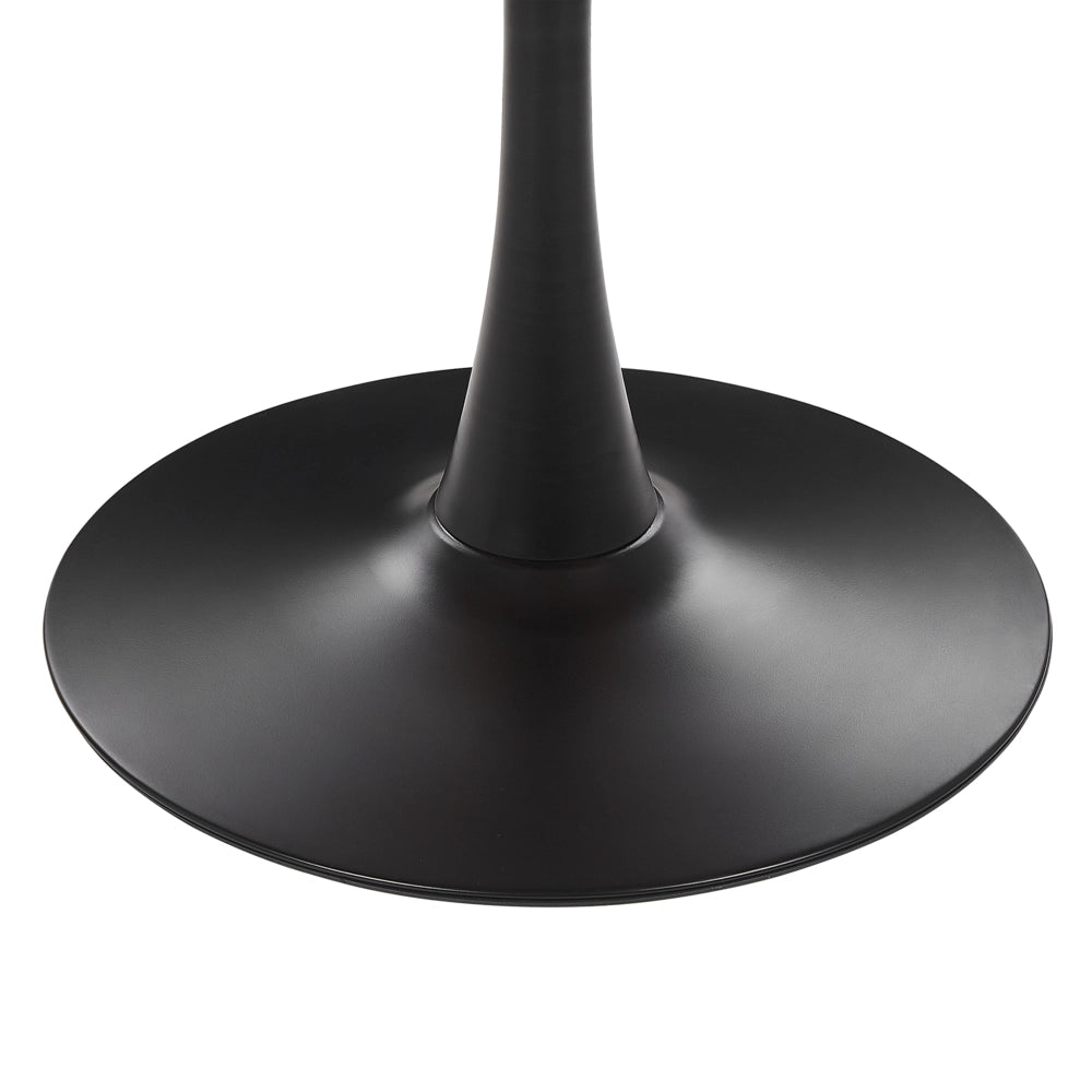 Tavolo da pranzo marrone scuro con piano in MDF nero Base in metallo ø 90 cm Tavolo da cucina rotondo industriale