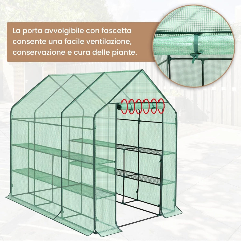 Serra da Giardino con Telo in PE Vivaio per Piante Fiori da Balcone e Terrazzo Verde