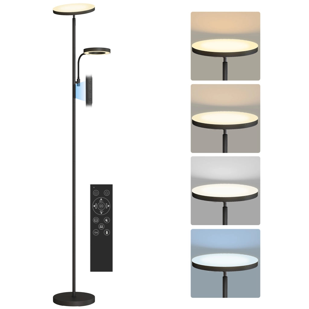 Lampada da terra LED dimmerabile 42W 2700K-6500K ¨C zephmum ¨C 4 colori, telecomando, touch