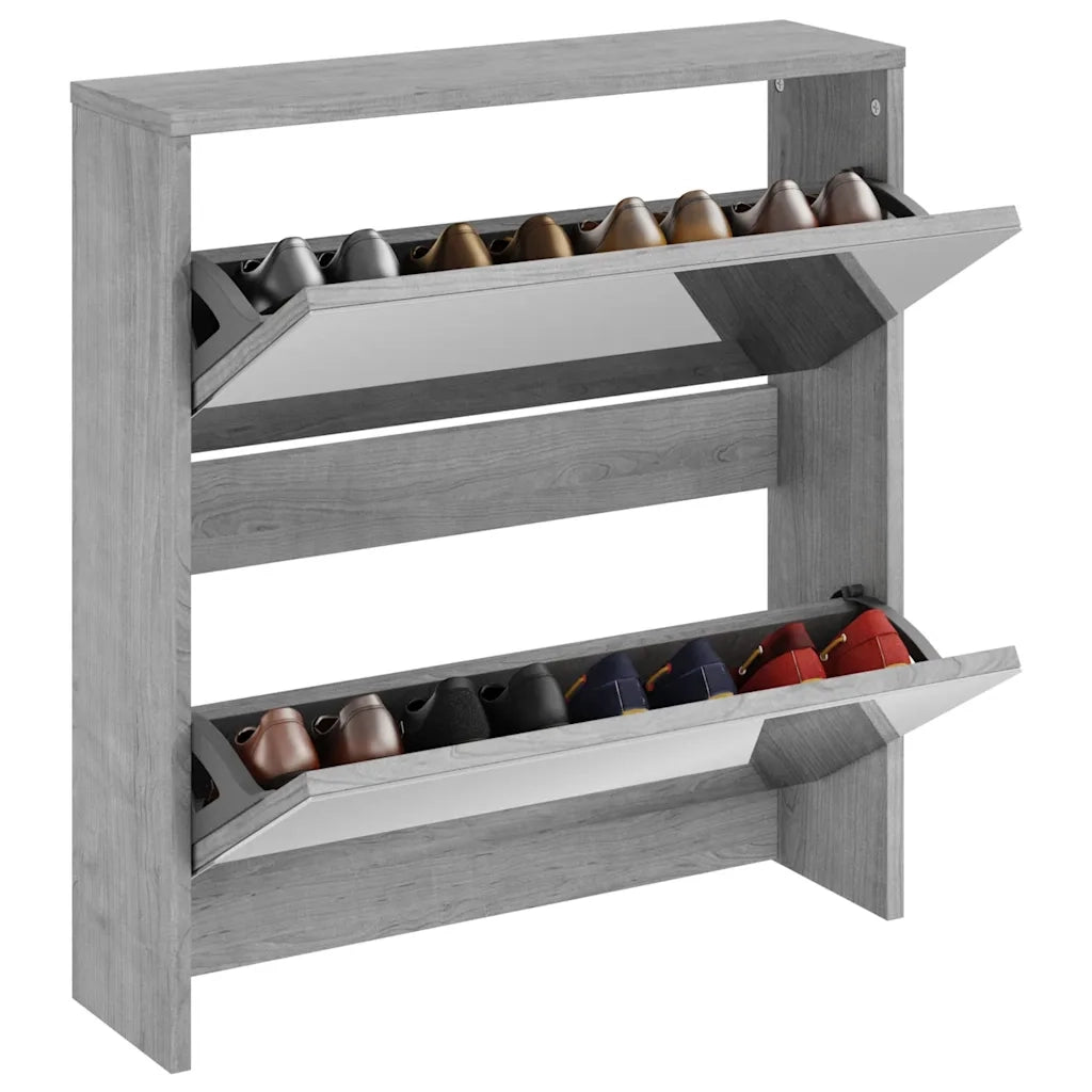 Scarpiera con Specchio a 2 Livelli Grigio sonoma 63x17x67 cm cod mxl 40641