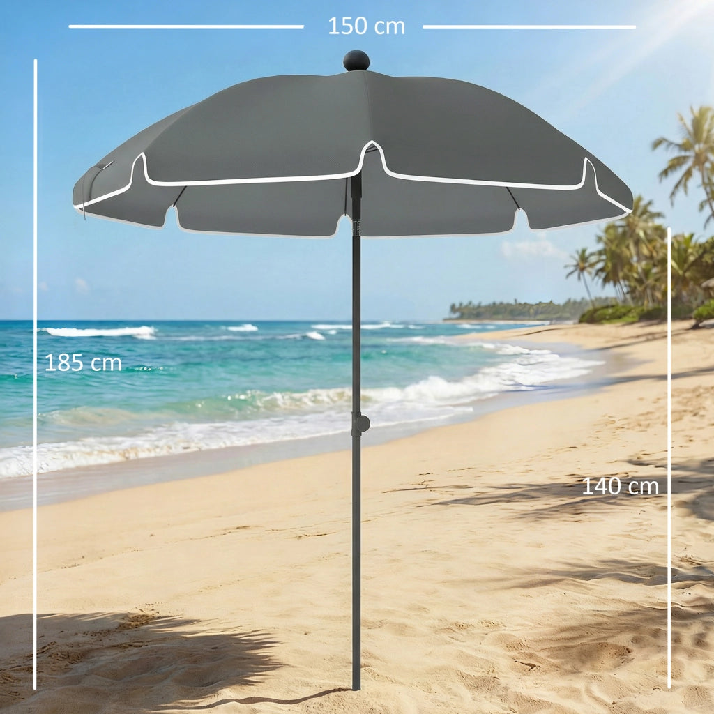 Ombrellone da Spiaggia Inclinabile con Borsa ¨C Zephmum ¨C Grigio Scuro ?150x185 cm