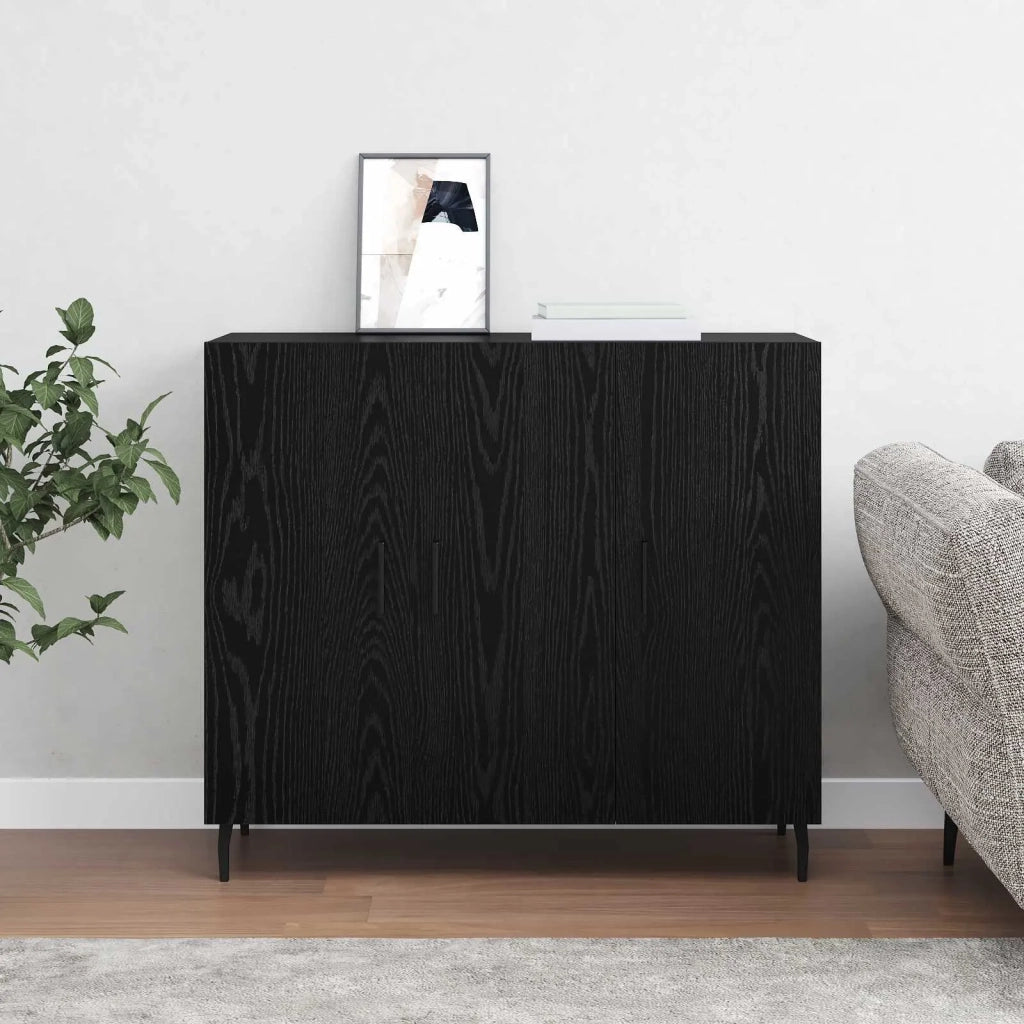 Credenza Rovere Nero 90 x 34 x 80 cm Legno multistrato