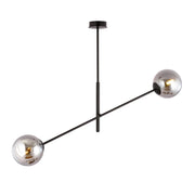 Lampada a sospensione Linear in acciaio nero e vetro grafite