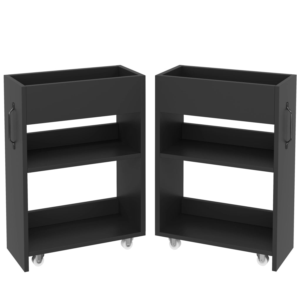 Libreria su ruote 52x50x75 cm nera， contenitore modulare per ufficio