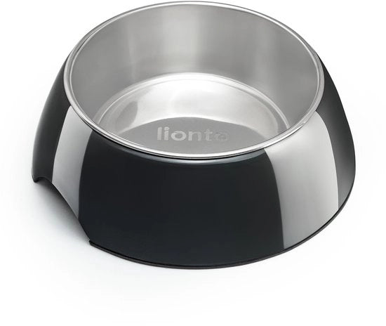 Ciotola per cani in acciaio inox, contenitore con fondo antiscivolo e rivestimento melammina, 210 ml, nero