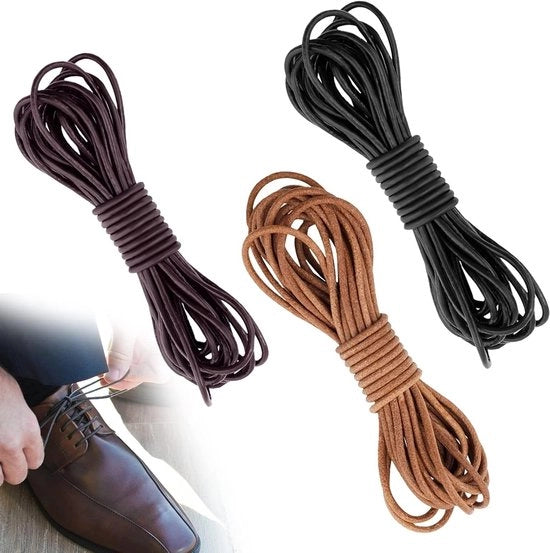 Tre pezzi di cinture in pelle 5m x 2mm per catene, cinture in pelle e accessori DIY - Nero, Marrone, Caffè