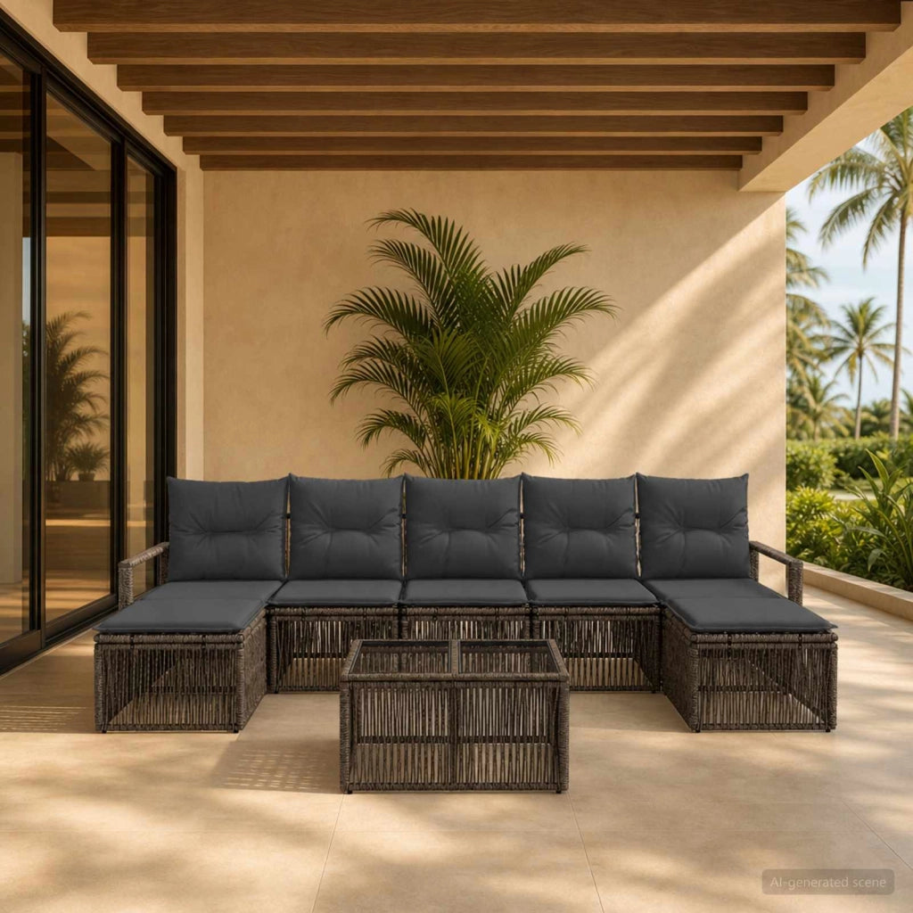 Set Divano da Giardino 8 pz Grigio polyrattan 3435800