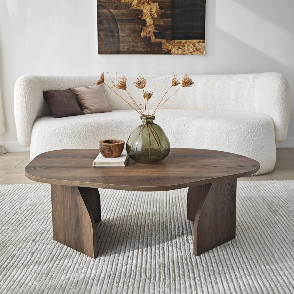 Lozza, Tavolino da Salotto Forma Ovale, 100x60x35h cm Marrone Noce