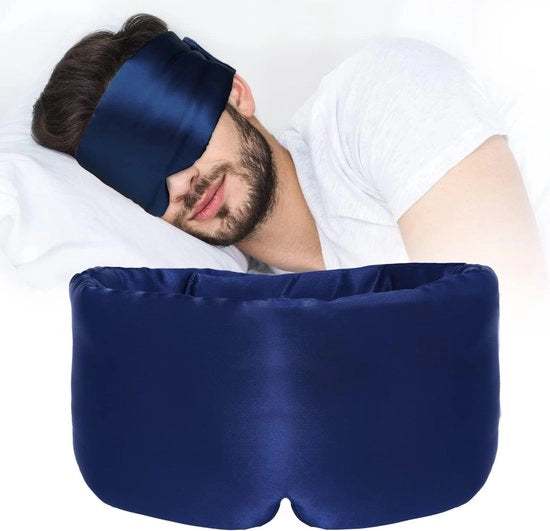 Slaapmasker in set di un pezzo - colore blu marino - 100% seta
