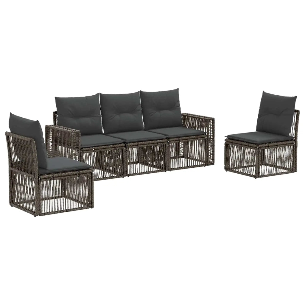 Set Divano da Giardino 5 pcs Grigio e Grigio Scuro polyrattan 3435080