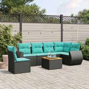Set Divani da Giardino 7 pz con Cuscini Nero in Polyrattan 3225028