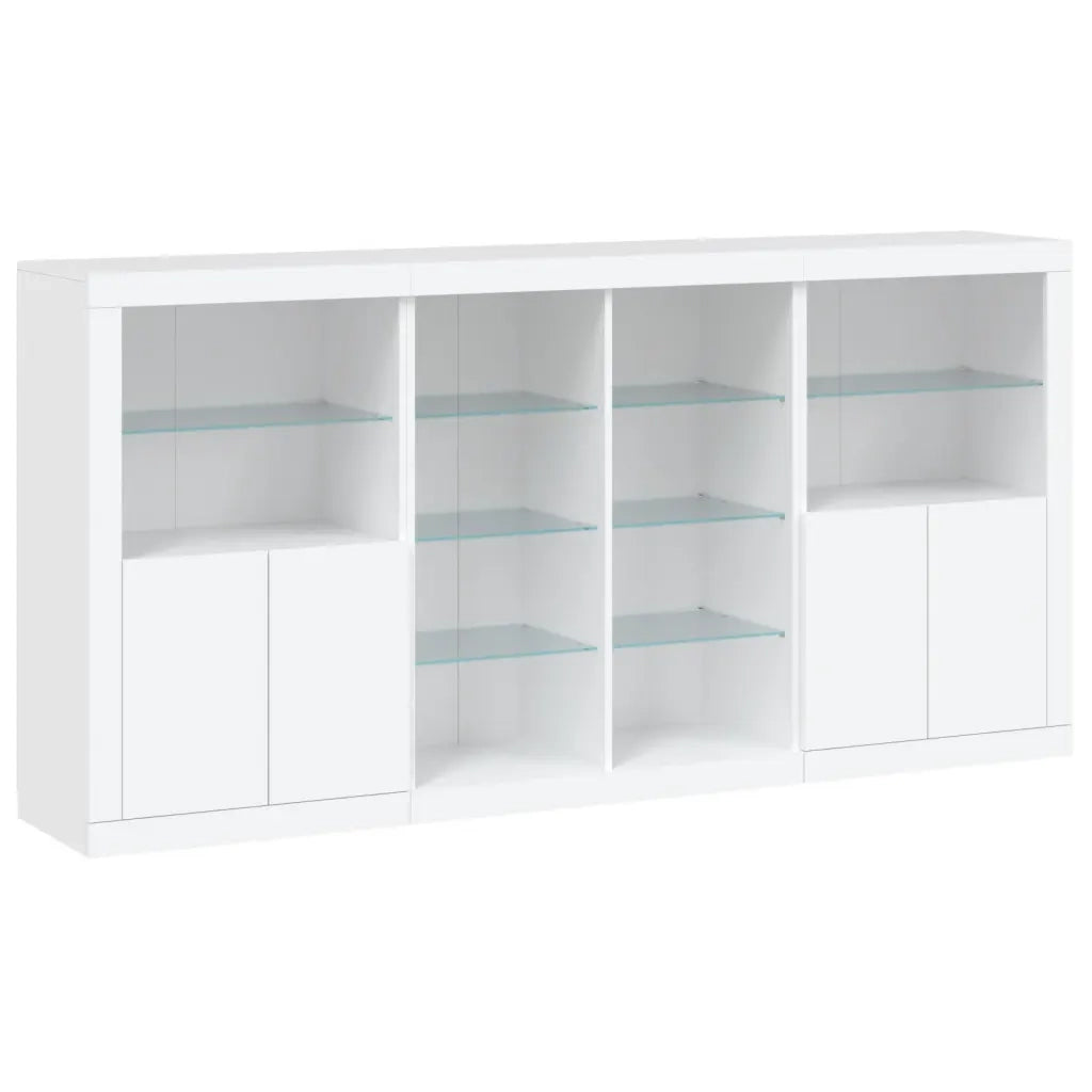 Credenza con Luci LED Bianca 202x37x100 cm 3209184