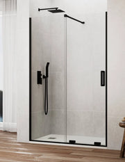 Porta doccia scorrevole 1+1 CIRENE (KENNA) 110 cm Profilo Nero Barra Perpendicolare