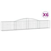 Cestini gabbioni recinzione a gabbia muro di contenimento ad arco 6 pezzi 400 x 30 x 60/80 cm ferro zincato argento 02_0041043