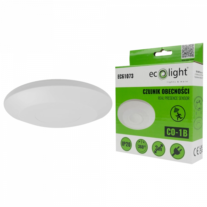Sensore presenza PIR soffitto bianco 360° IP20 Ecolight