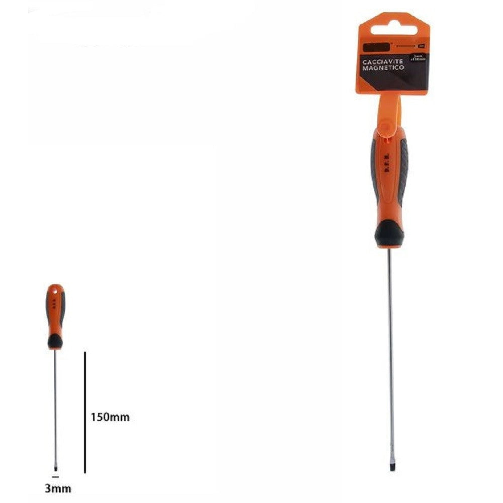 Trade Shop - Cacciavite Giravite Magnetico Punta Taglio 3x150 Mm Impugnatura Ergonomica 07425 -
