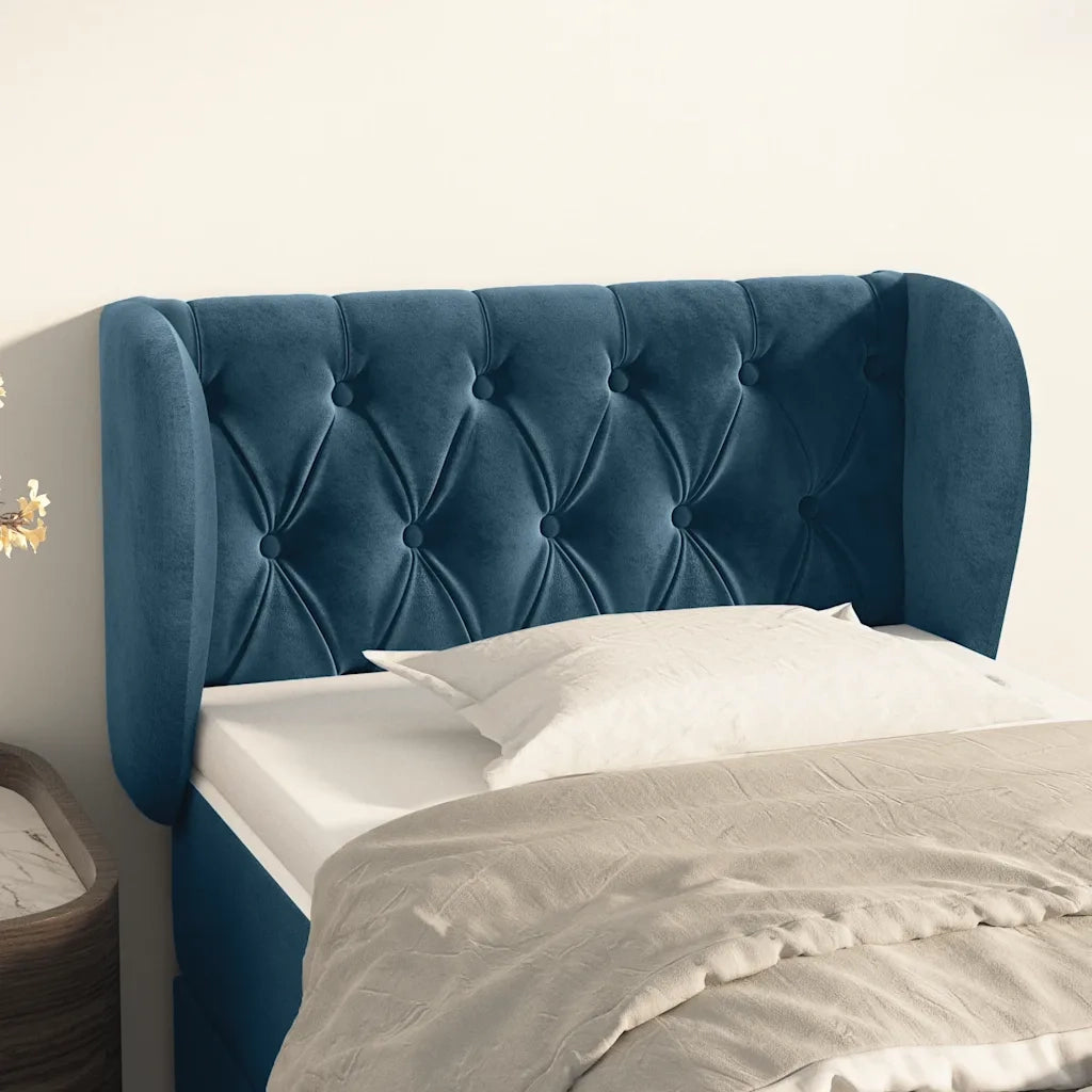 Testiera ad Orecchio-Testata con Orecchie Blu Scuro 83x23x78/88 cm in Velluto 714856