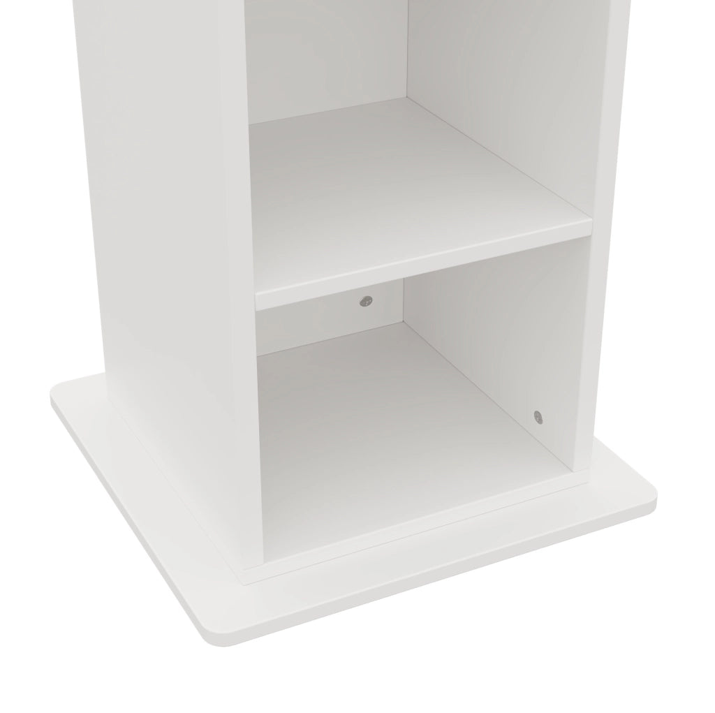 Mobile girevole ULEVR 45x45x168 cm con specchio a figura intera, 4 vani aperti e cassetto, bianco