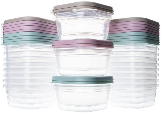 Confezione da 24 contenitori di alimenti per bambini da 300 ml, BPA-free, magnetron-resistente, lavastoviglie-resistente, congelatore-resistente, con coperchio, contenitore riutilizzabile