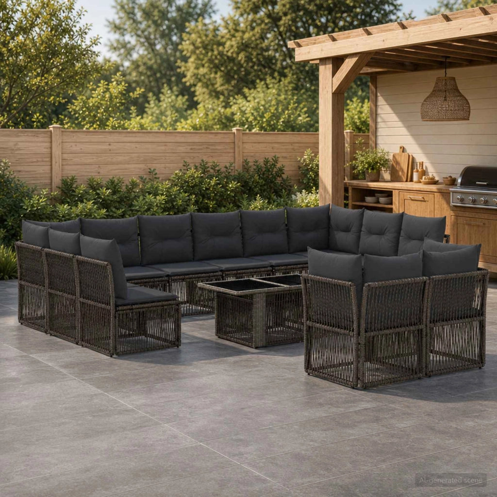 Set Divano da Giardino 13 pz Grigio polyrattan 3436553