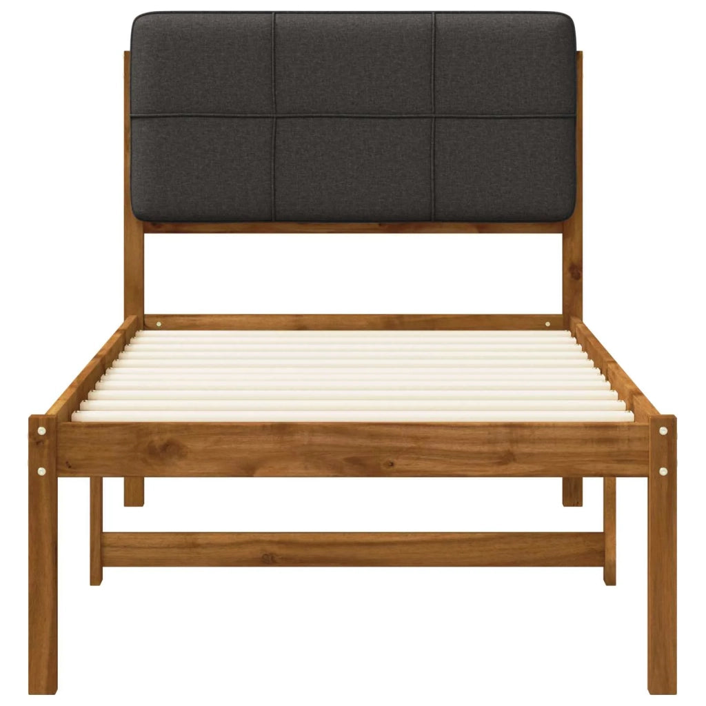 Letto con Testiera Rivestita Naturale e Grigio Scuro 904433
