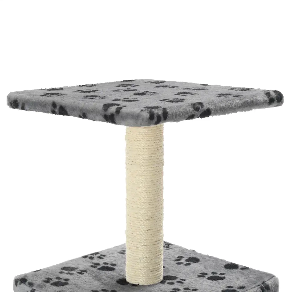 Albero per Gatti e Tiragraffi Sisal 55 cm Zampe Stampate Grigio cod mxl 23985