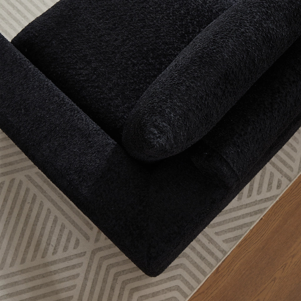 Divano modulare con chaise longue reversibile in ciniglia nero