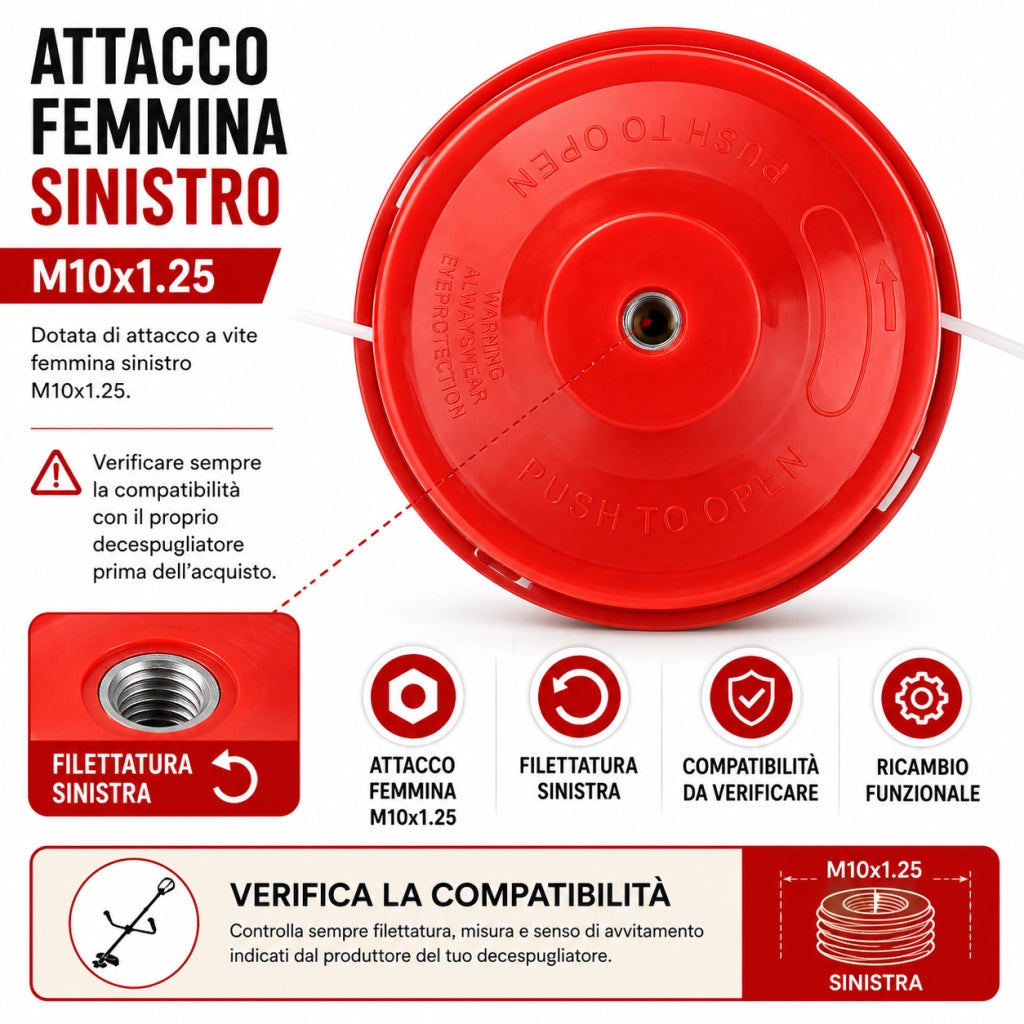 2 Testine Decespugliatore Tagliaerba Batti e Vai Tap And Go Filo 2,4 mm VG12224