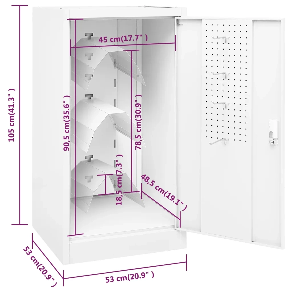 Armadio Porta Sella Bianco 53x53x105 cm in Acciaio 339603