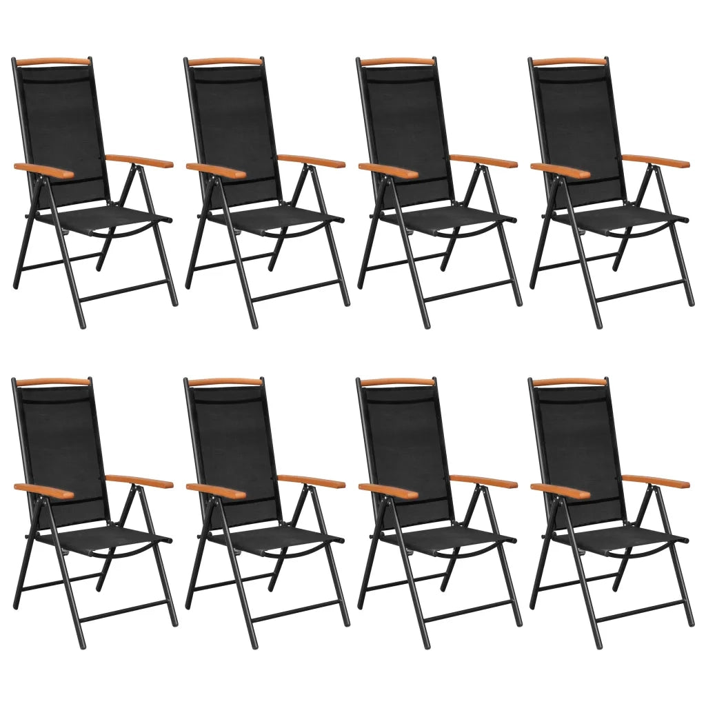 Set Mobili da Pranzo da Giardino 9 pz in Alluminio Nero cod mxl 45888