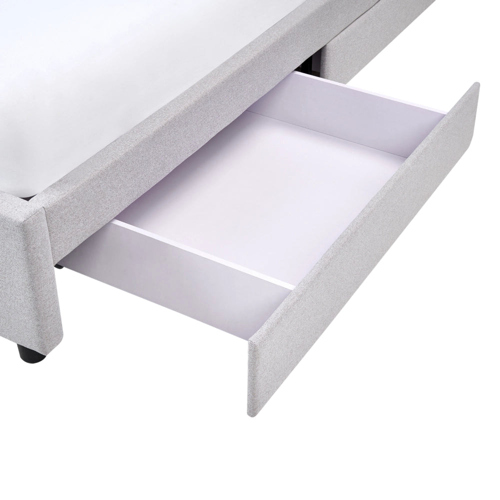 Letto matrimoniale in Tessuto beige chiaro con Cassetti 160 x 200 cm Design tradizionale