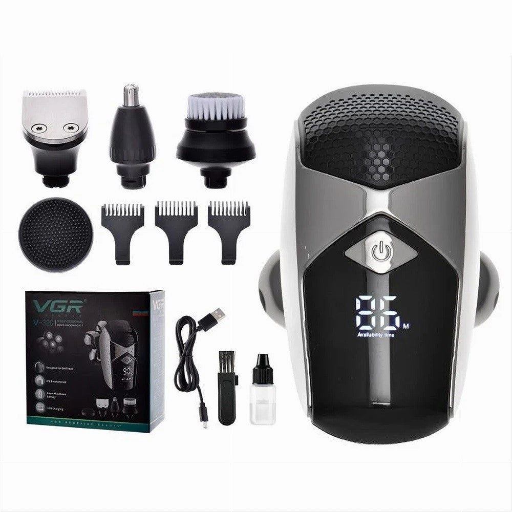 Trade Shop - Tagliacapelli Professionale Vgr V-320 – Rasoio 5in1 Rotary Shaver Barber Led -