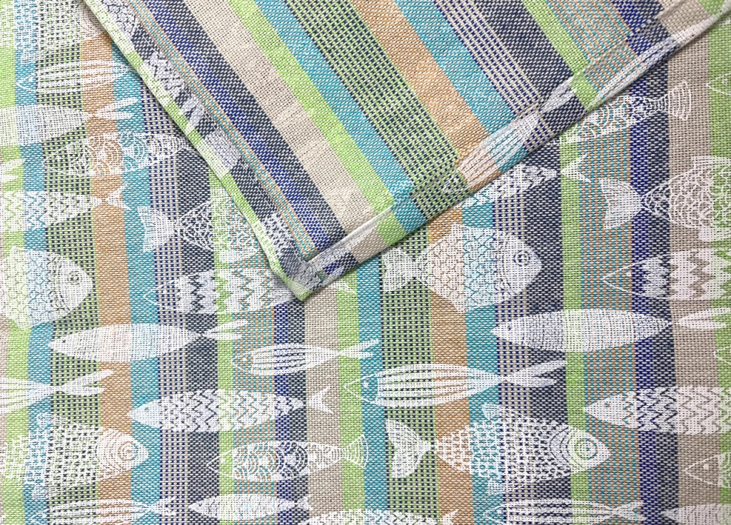 Telo Arredo Granfoulard Copritutto 100% Cotone Copriletto Multiuso Pescetti OB - 1 Piazza - Verde